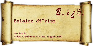 Balaicz Írisz névjegykártya